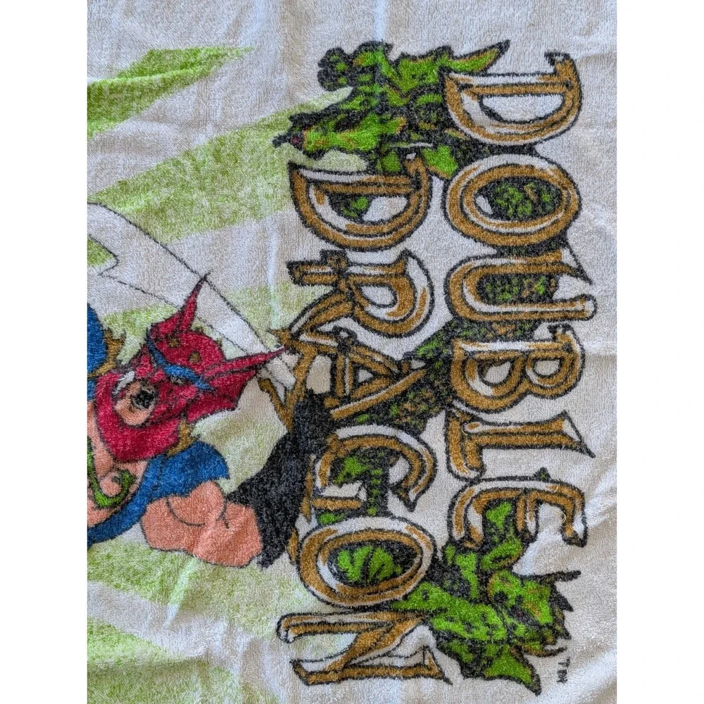 Vintage Double Dragon Beach Towel 90s Collectible Video Game Arcade Movie Rare